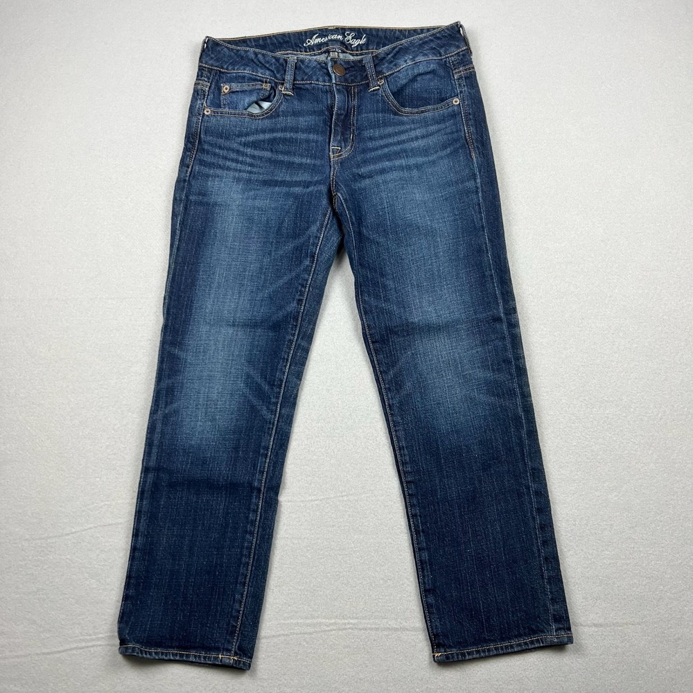 American Eagle Women Size 4 Blue Stretch Regular Straight Leg Casual Denim Jeans